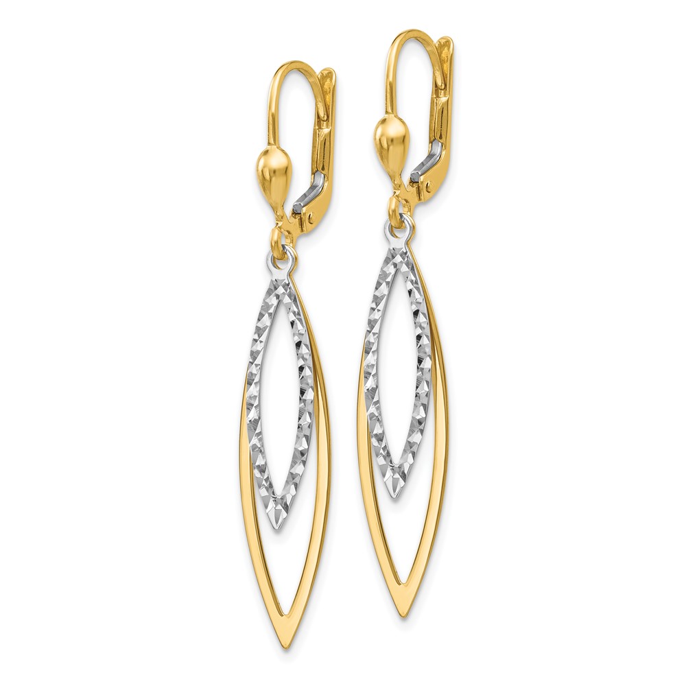 10k Two-tone Diamond-cut Leverback Earrings (10TL305)