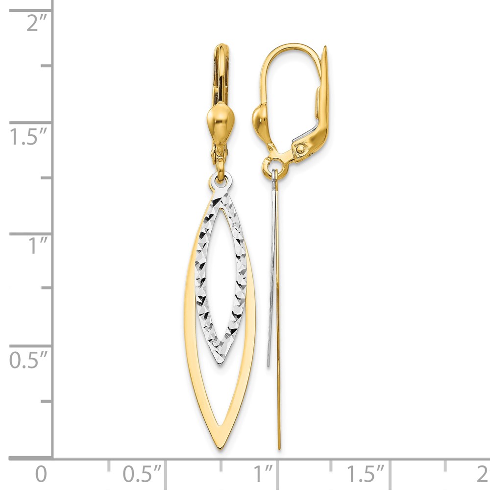 10k Two-tone Diamond-cut Leverback Earrings (10TL305)
