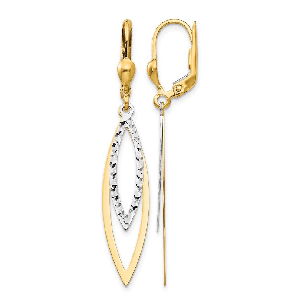 10k Two-tone Diamond-cut Leverback Earrings (10TL305)