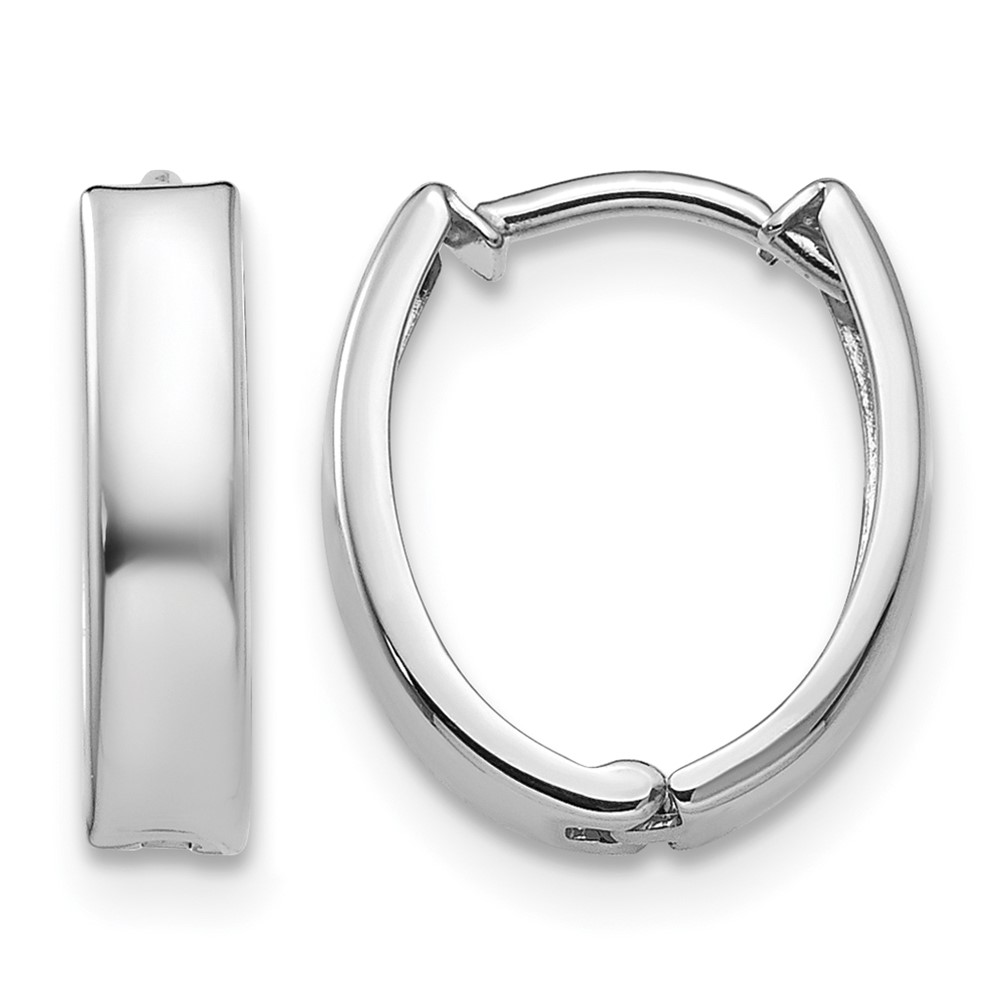 10k White Gold Polished Hinged Hoop Earrings (10TL560)
