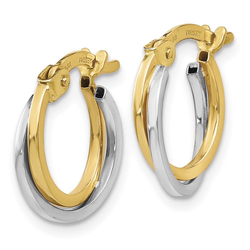 10k Two-tone Polished Hollow Hoop Earrings (10TL697)