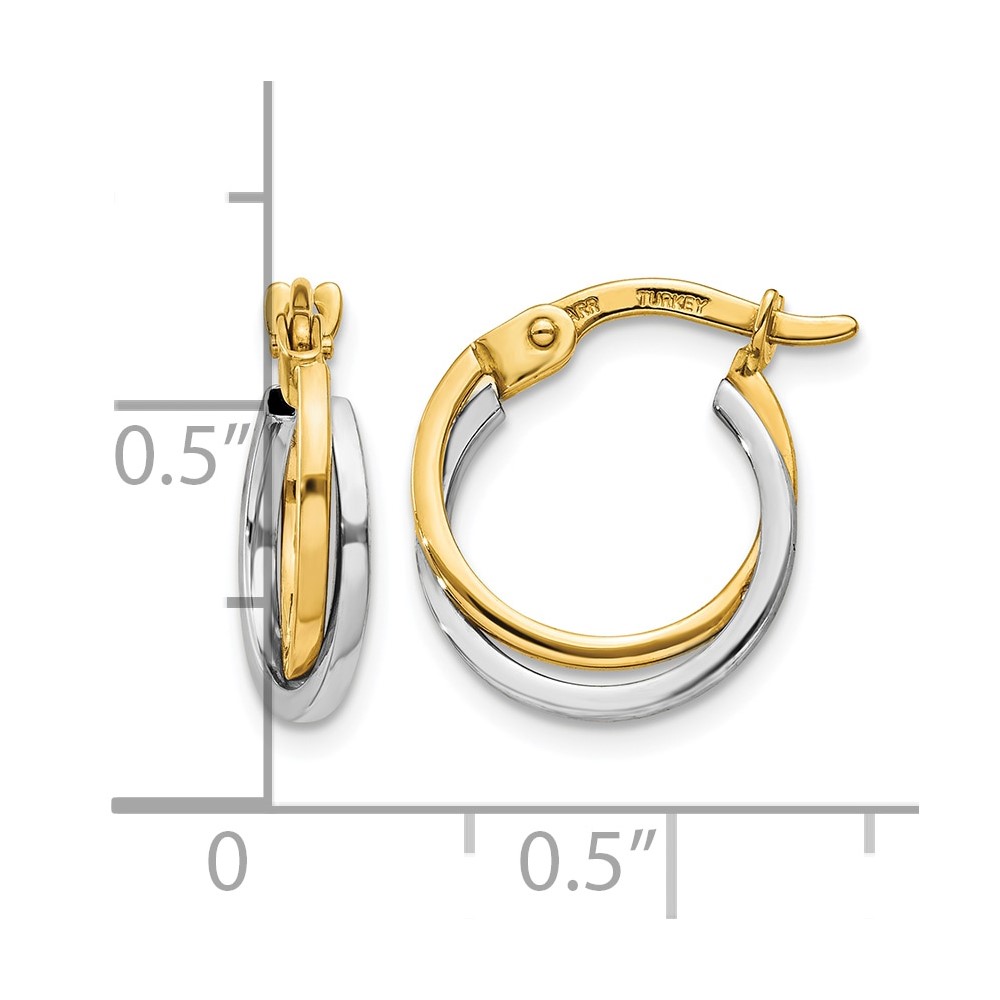 10k Two-tone Polished Hollow Hoop Earrings (10TL697)