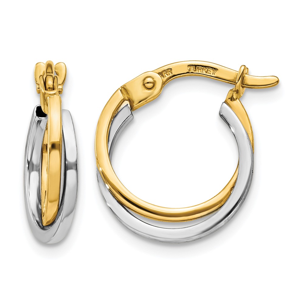 10k Two-tone Polished Hollow Hoop Earrings (10TL697)