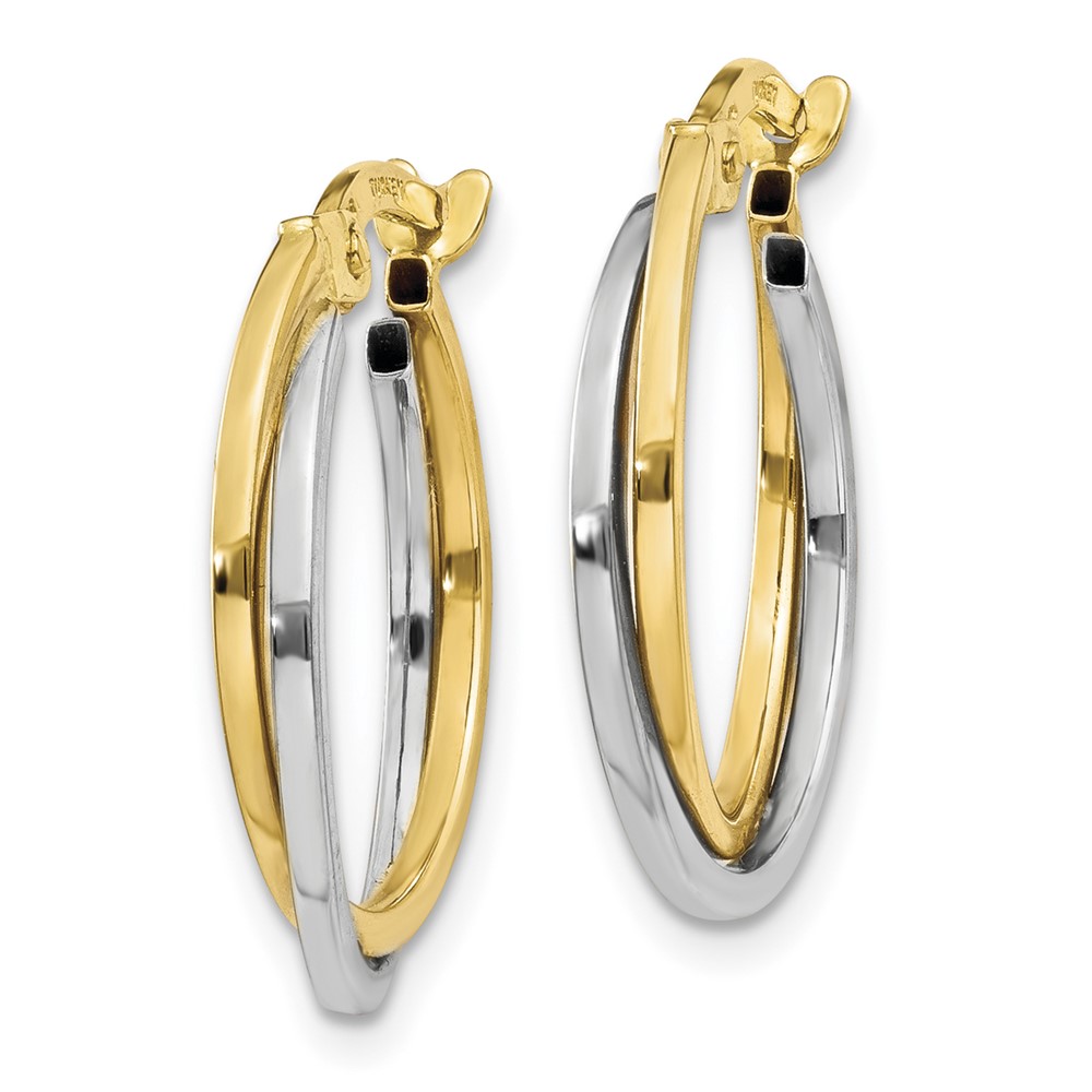 10k Two-tone Polished Hollow Hoop Earrings (10TL701)