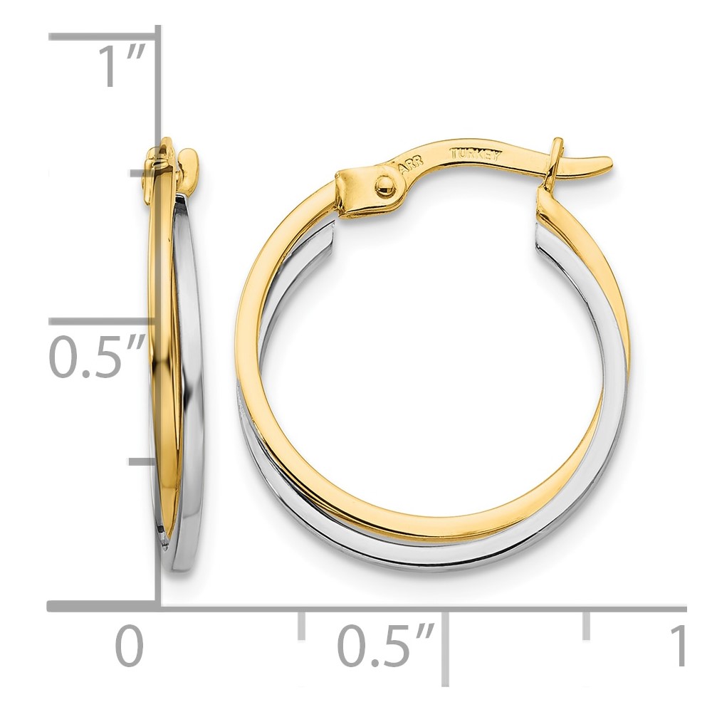 10k Two-tone Polished Hollow Hoop Earrings (10TL701)