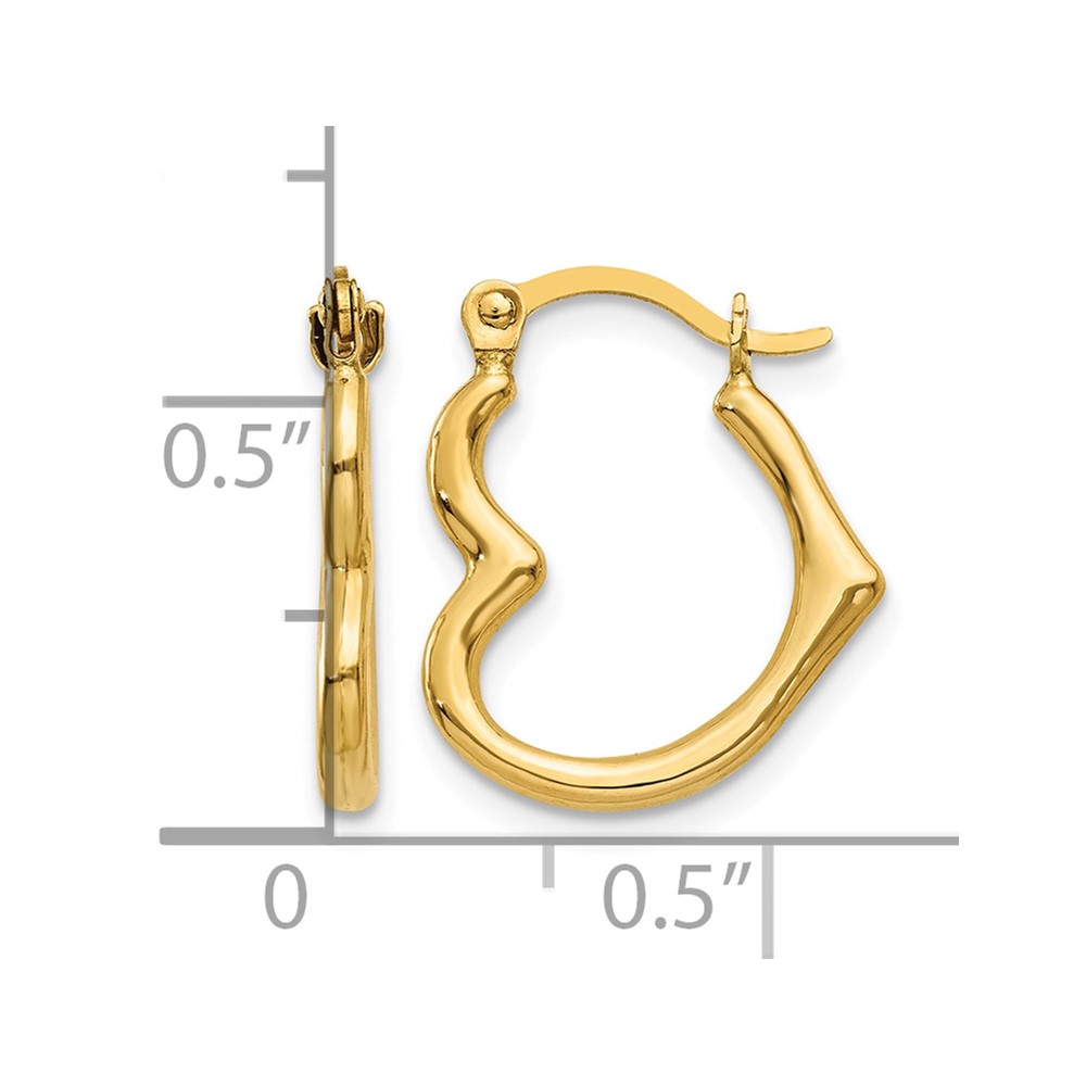 10K Heart Shaped Hollow Hoop Earrings (10TL746)