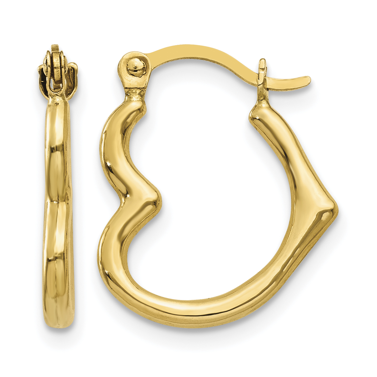 10K Heart Shaped Hollow Hoop Earrings (10TL746)