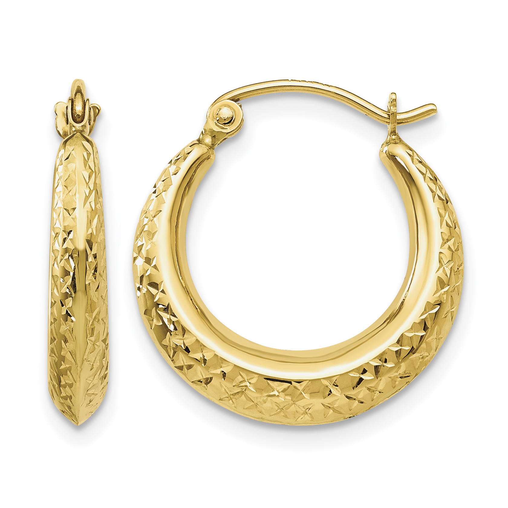 10K Textured Hollow Hoop Earrings (10TL778)