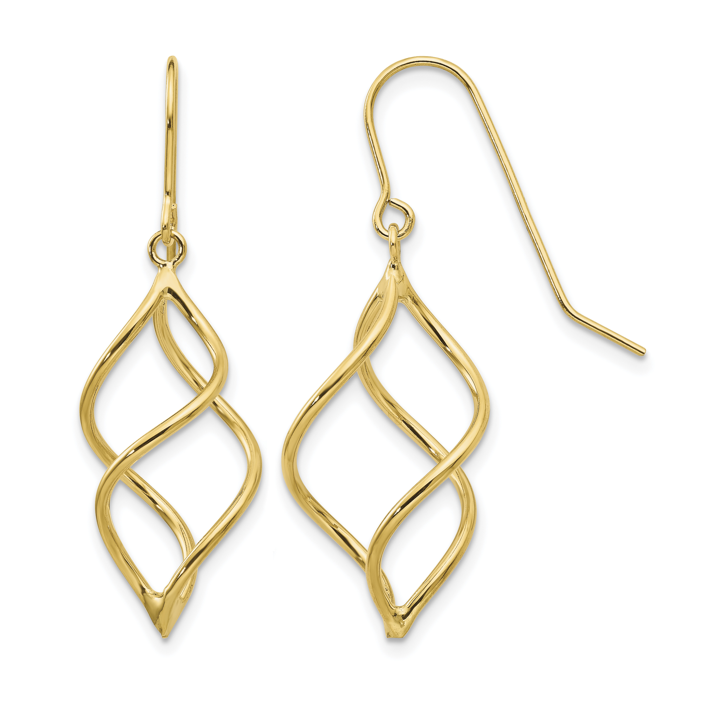 10k Polished Short Twisted Dangle Earrings (10TL830)