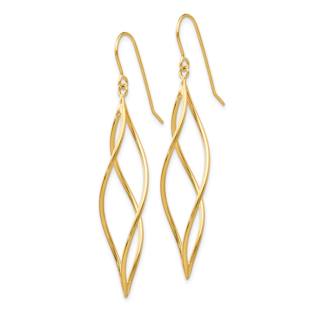 10k Polished Long Twisted Dangle Earrings (10TL832)