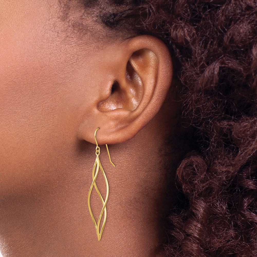 10k Polished Long Twisted Dangle Earrings (10TL832)