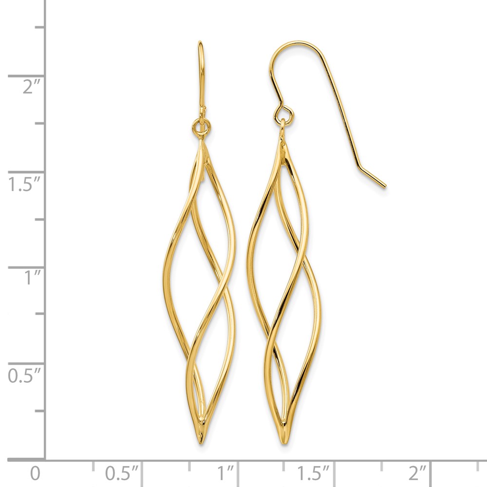 10k Polished Long Twisted Dangle Earrings (10TL832)