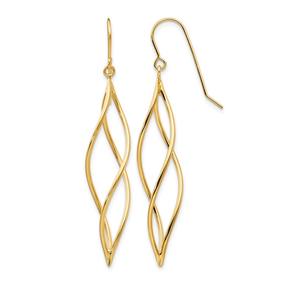 10k Polished Long Twisted Dangle Earrings (10TL832)