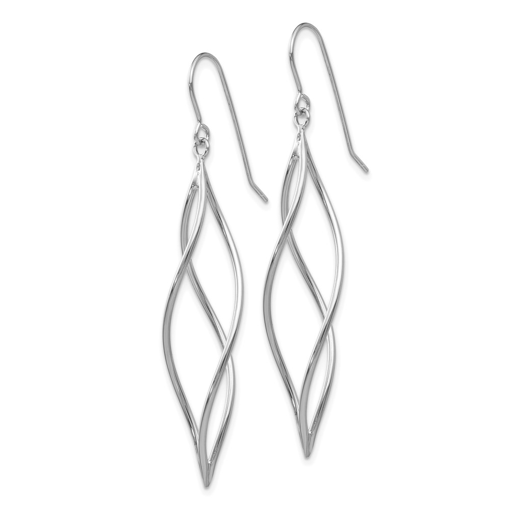 10k White Gold Polished Long Twisted Dangle Earrings (10TL833)