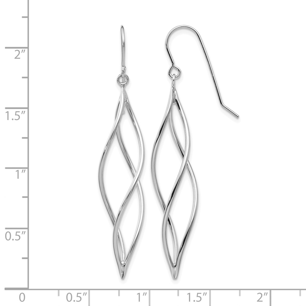 10k White Gold Polished Long Twisted Dangle Earrings (10TL833)