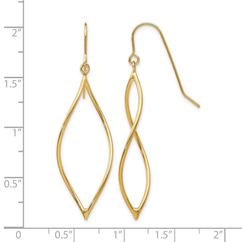 10k Polished Twisted Oblong Dangle Earrings (10TL836)