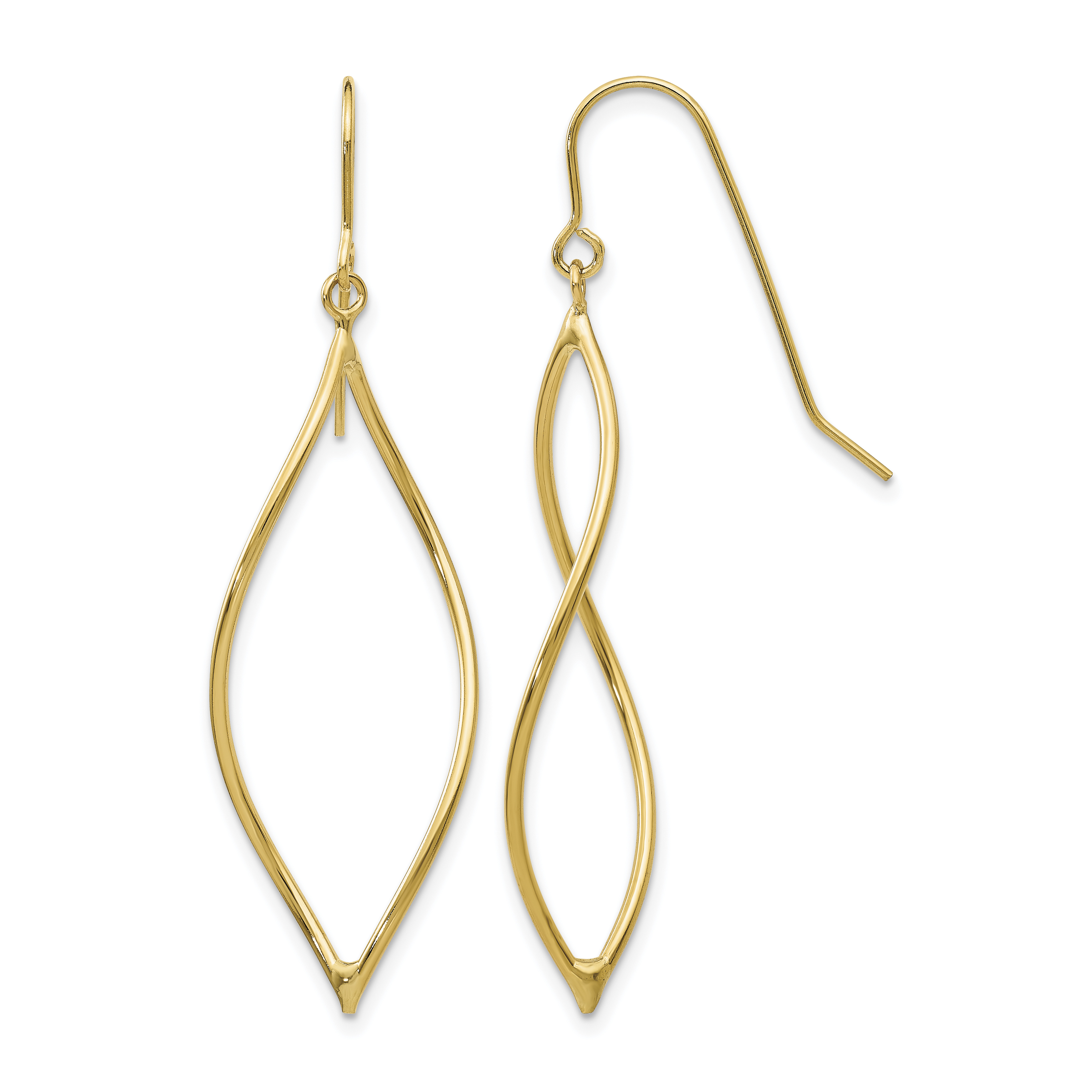10k Polished Twisted Oblong Dangle Earrings (10TL836)