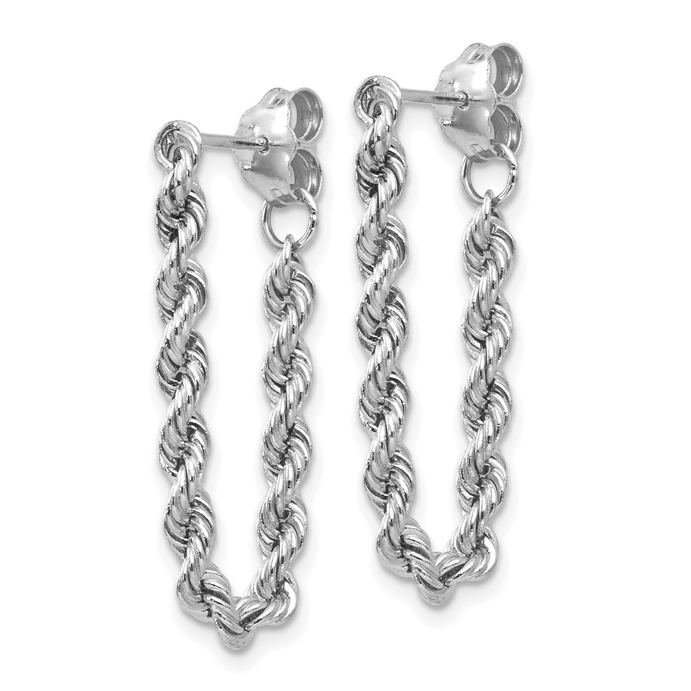 10k White Gold Rope Chain Dangle Post Earring (10TL857)