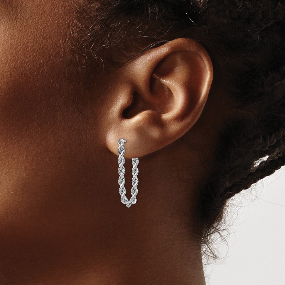 10k White Gold Rope Chain Dangle Post Earring (10TL857)