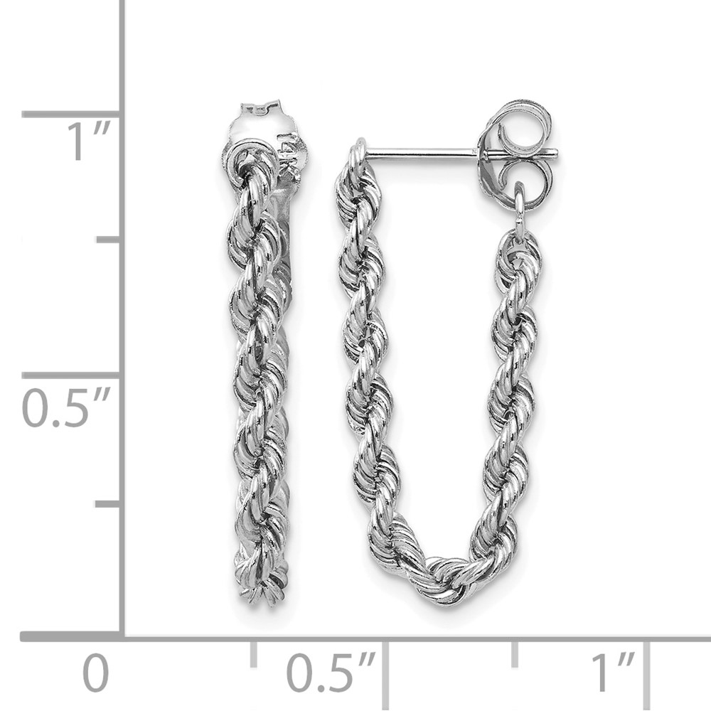 10k White Gold Rope Chain Dangle Post Earring (10TL857)