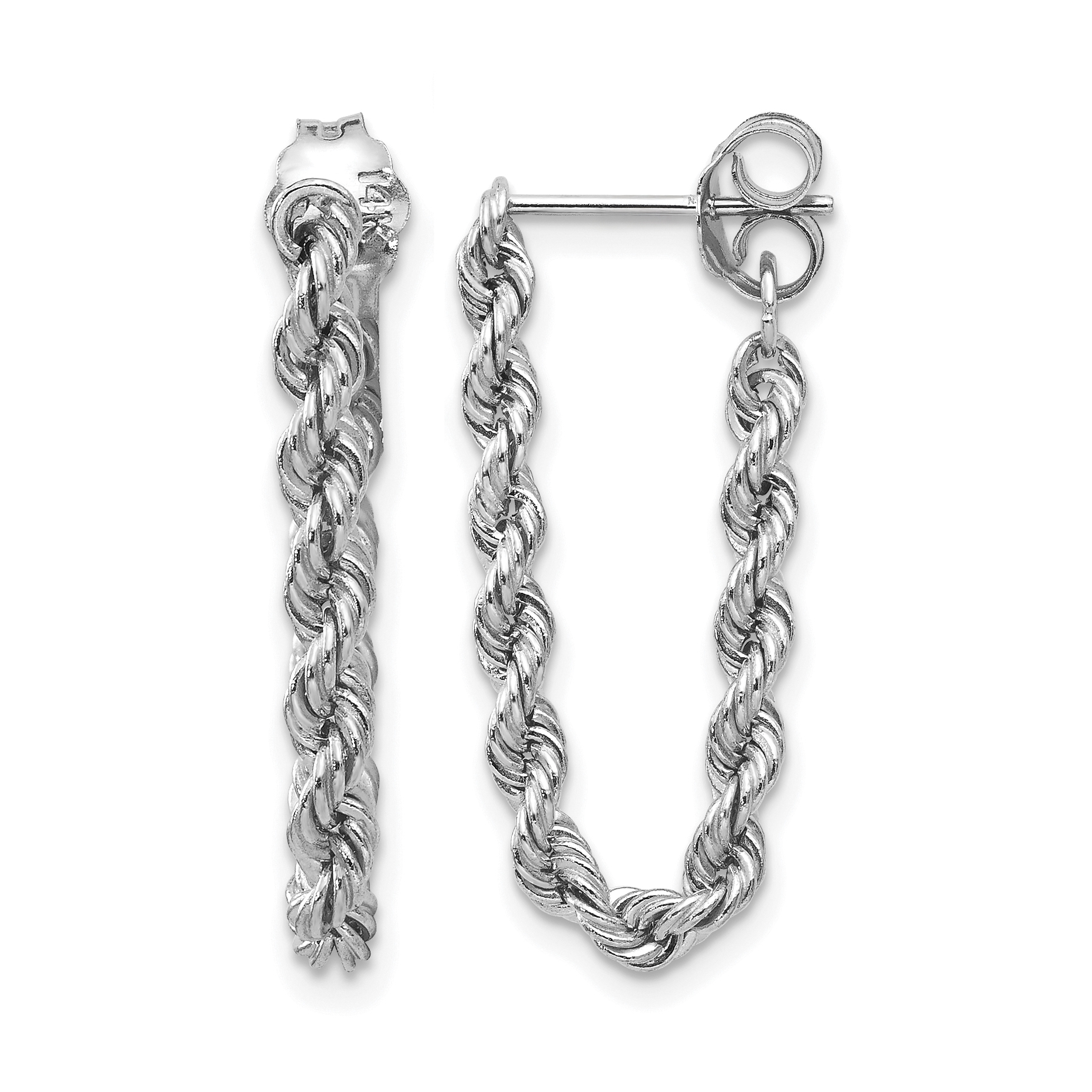 10k White Gold Rope Chain Dangle Post Earring (10TL857)