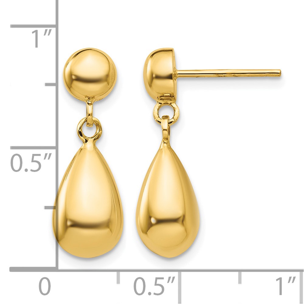 10k Teardrop Hollow Post Dangle Earrings (10TL902)