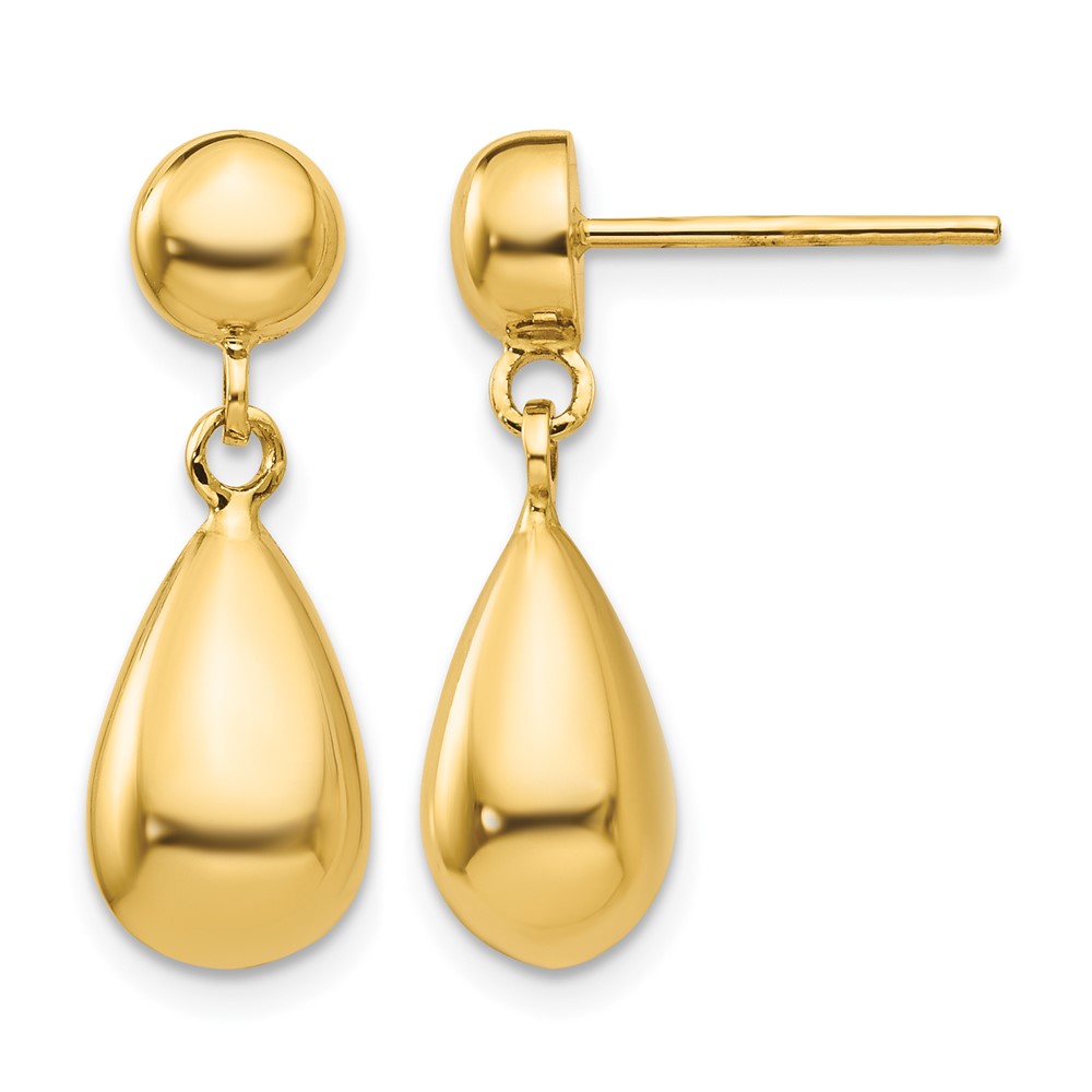 10k Teardrop Hollow Post Dangle Earrings (10TL902)