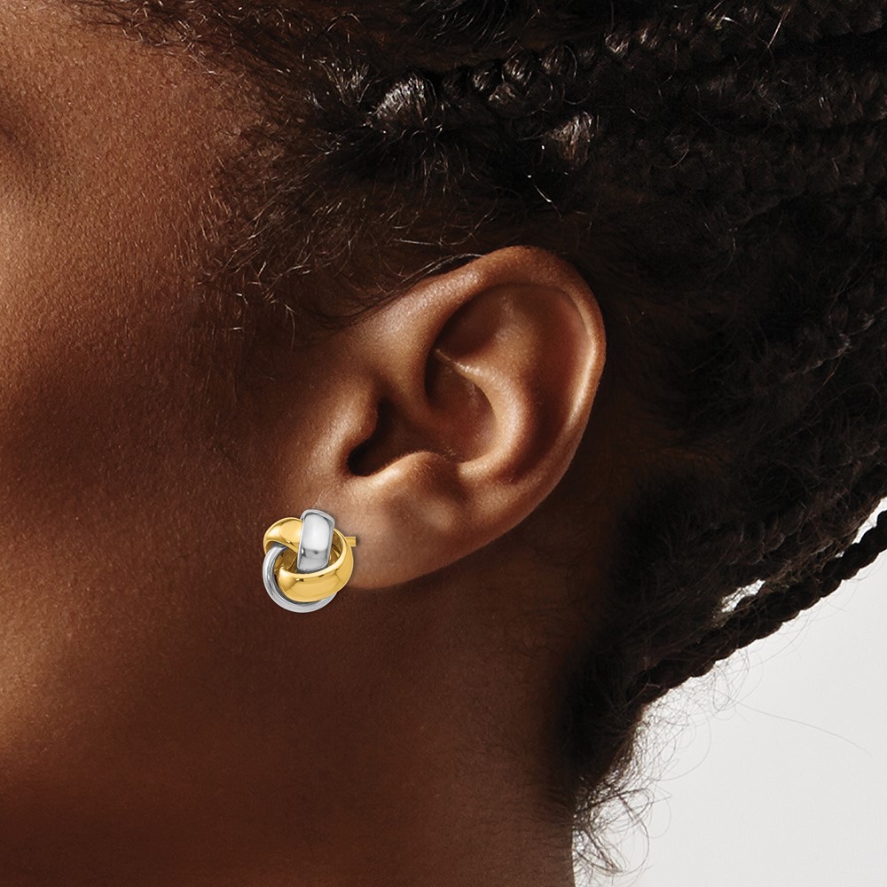 10k Two-tone Knot Post Earrings (10TL944)