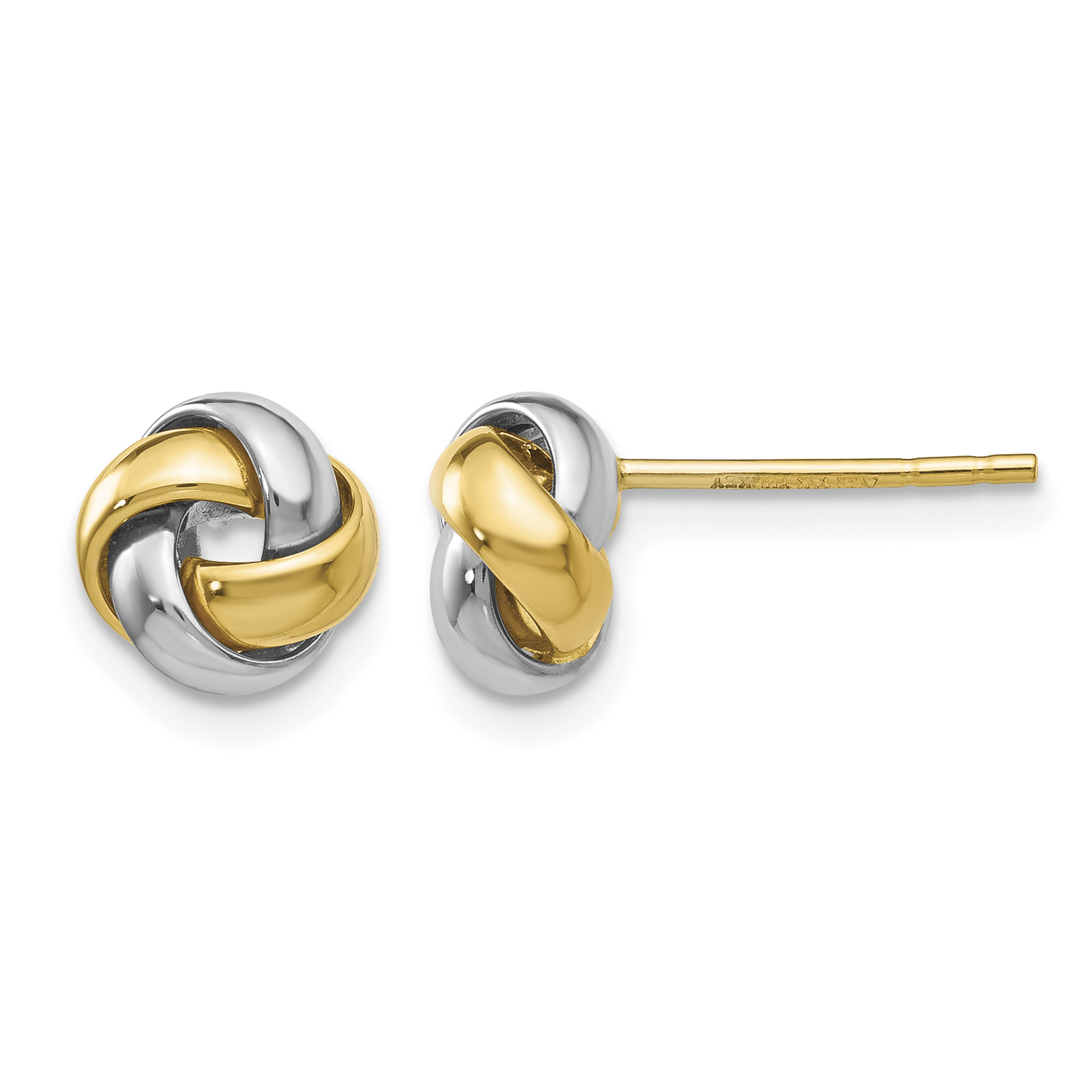 10k Two-tone Knot Post Earrings (10TL944)