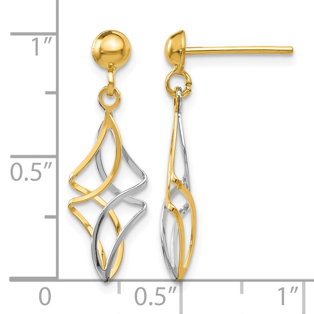 10k Two-tone Post Dangle Earrings (10TL971)
