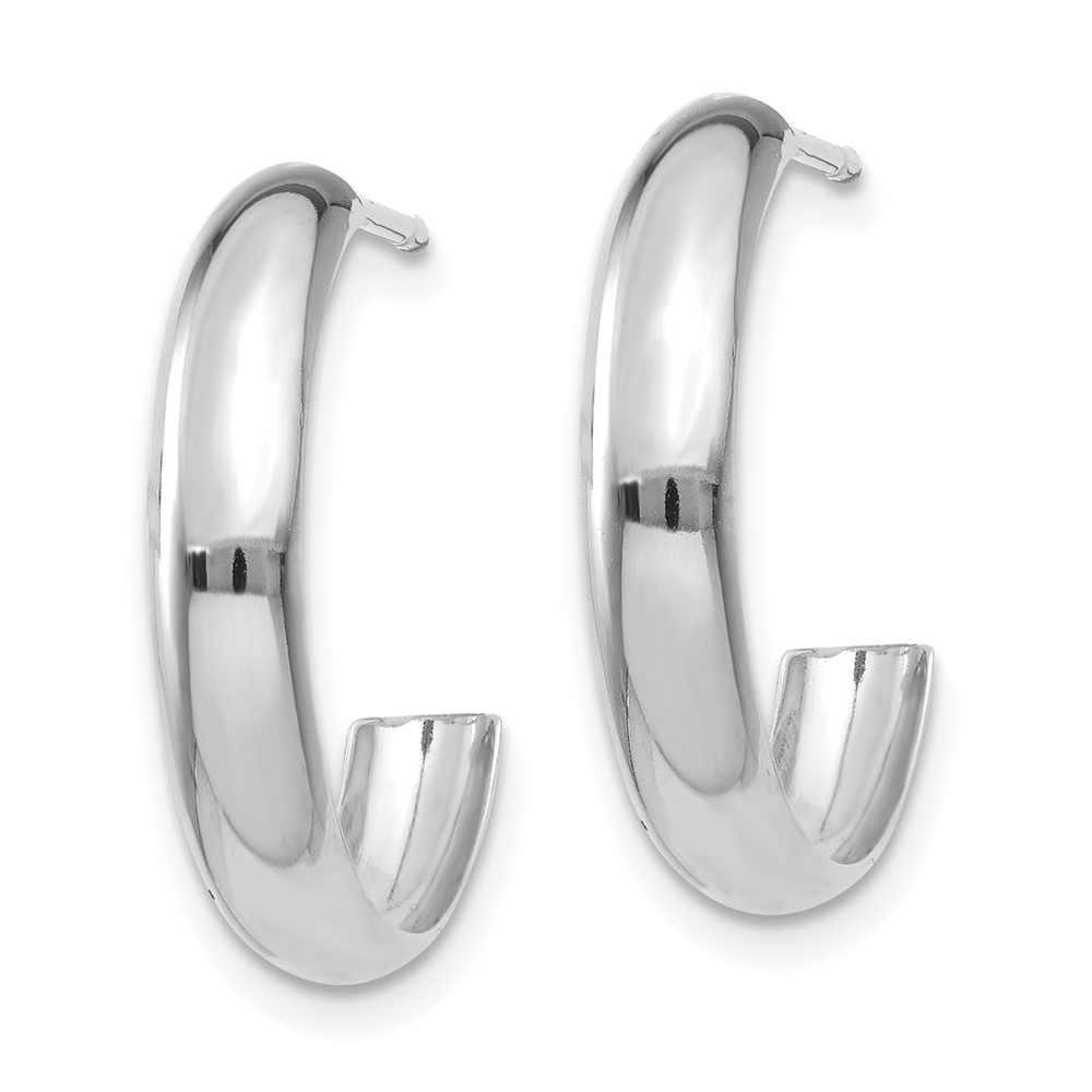 10k White Gold Polished 3.5mm J-Hoop Earrings (10TM402)