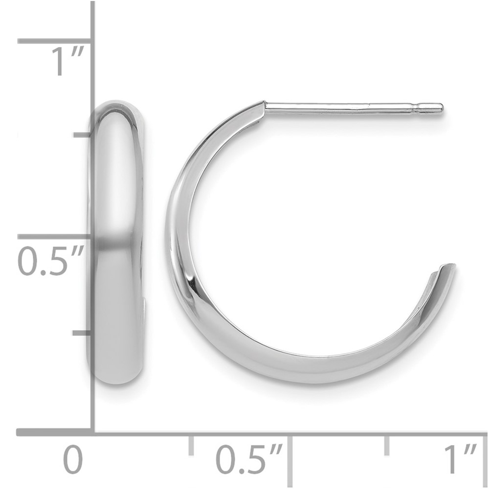 10k White Gold Polished 3.5mm J-Hoop Earrings (10TM402)