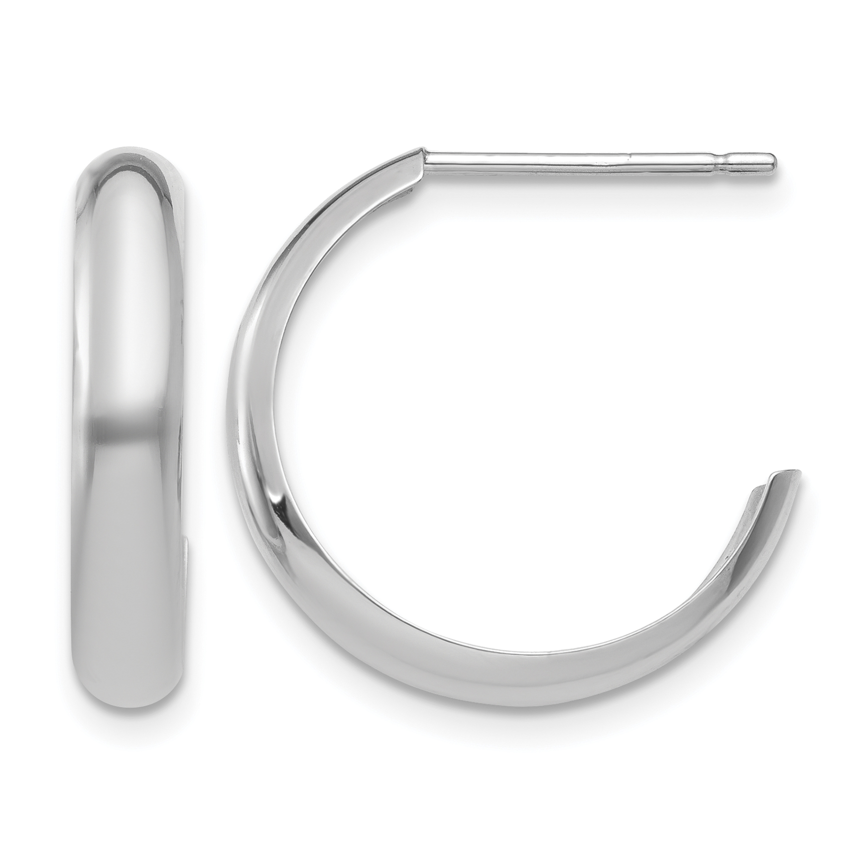 10k White Gold Polished 3.5mm J-Hoop Earrings (10TM402)