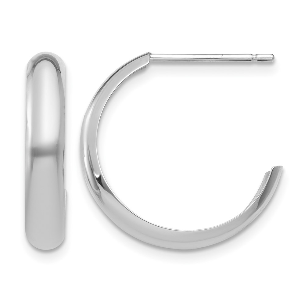 10k White Gold Polished 3.5mm J-Hoop Earrings (10TM402)