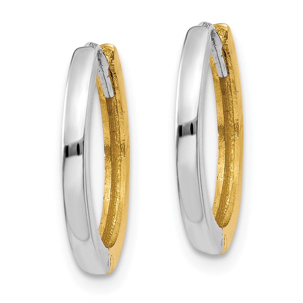 10k Two-tone Round Hinged Hoop Earrings (10TM593)
