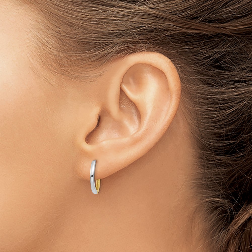 10k Two-tone Round Hinged Hoop Earrings (10TM593)