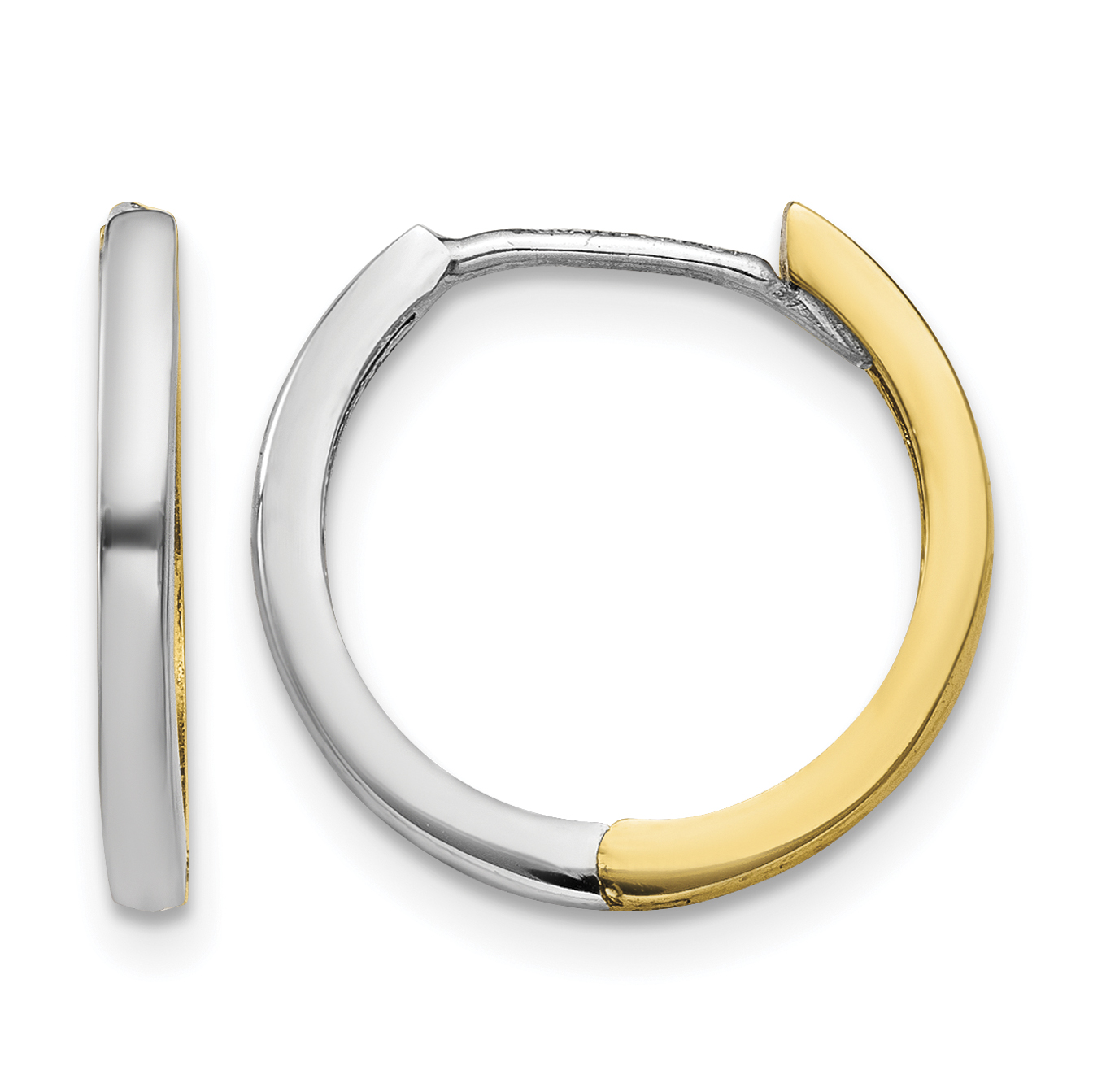 10k Two-tone Round Hinged Hoop Earrings (10TM593)