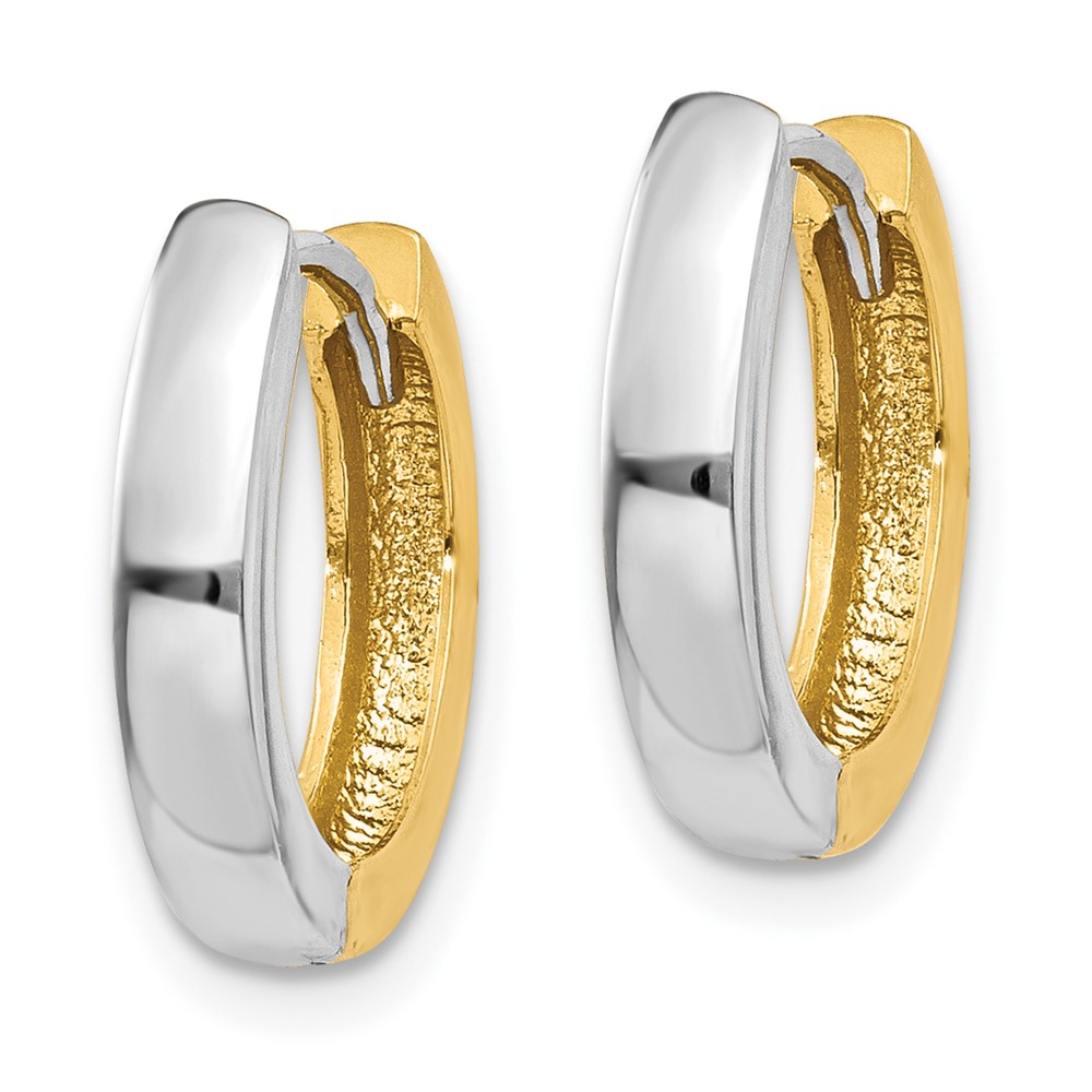 10k Two-tone Hinged Hoop Earrings (10TM597)