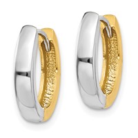 10K Two-tone Hinged Hoop Earrings view 2