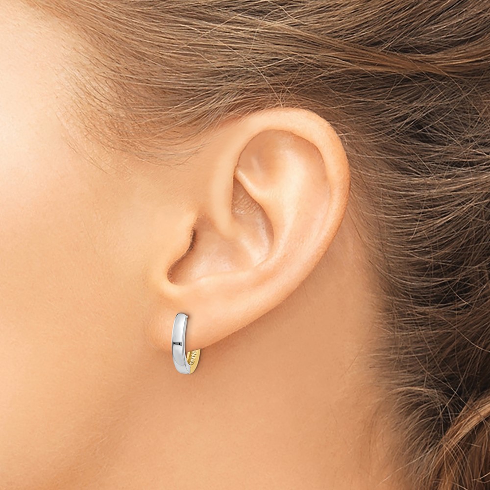 10k Two-tone Hinged Hoop Earrings (10TM597)