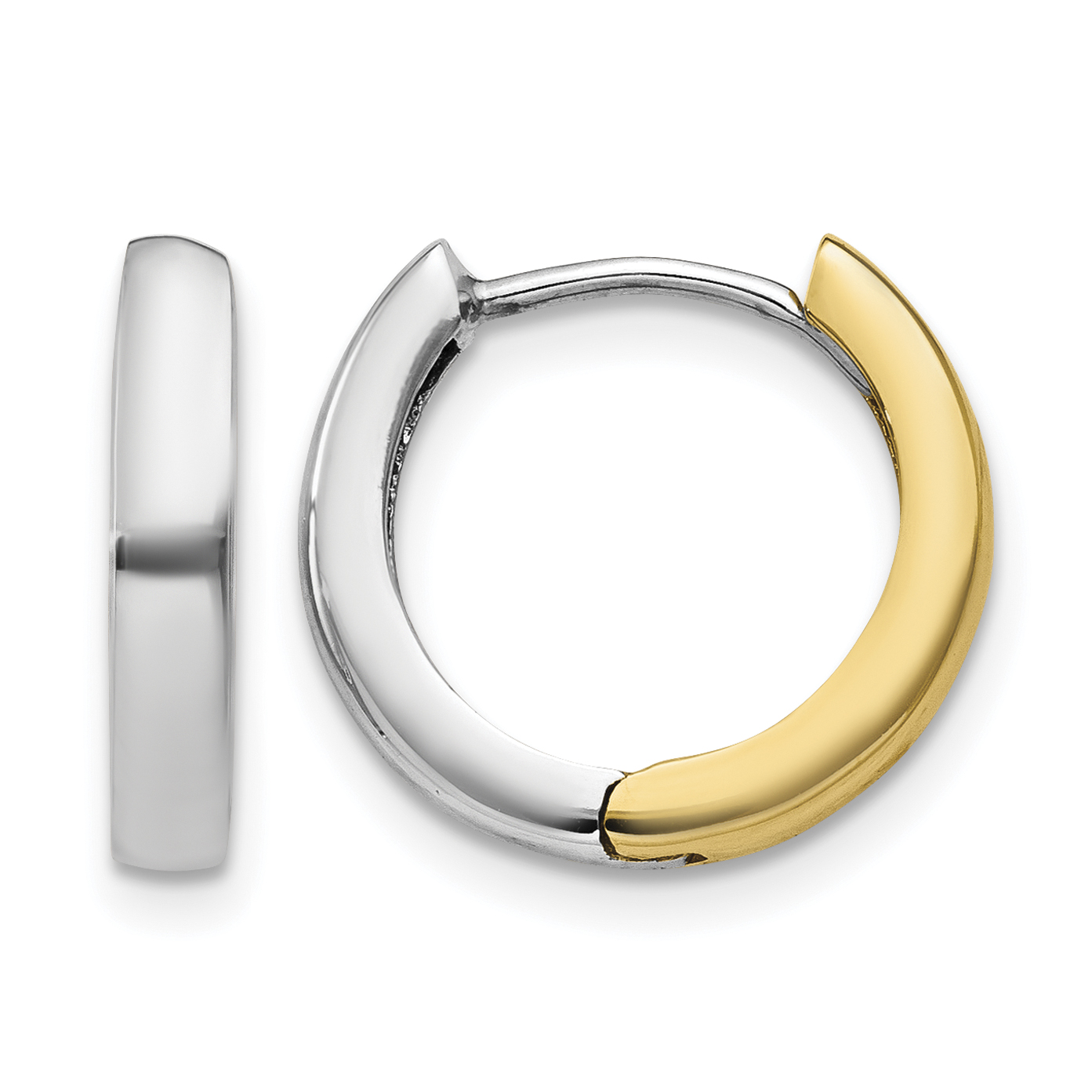 10k Two-tone Hinged Hoop Earrings (10TM597)