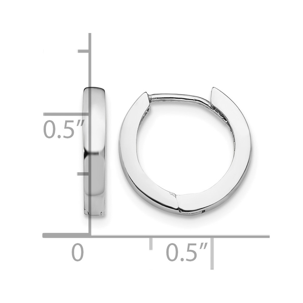 10k White Gold Round Hinged Hoop Earrings (10TM608)
