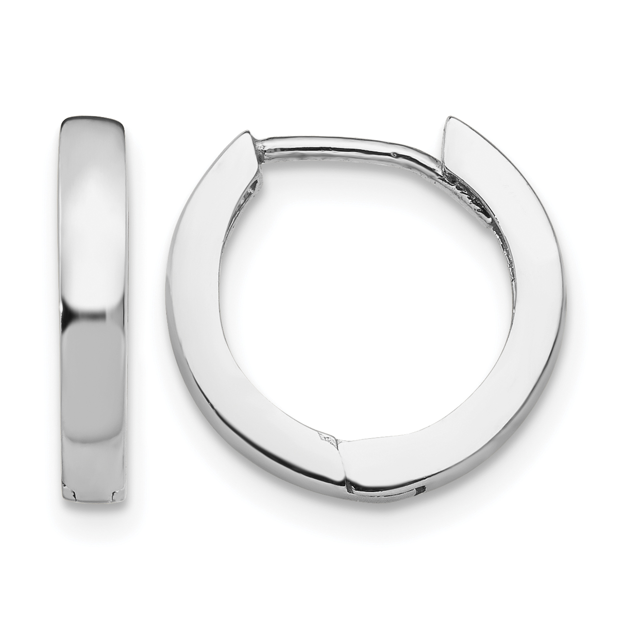 10k White Gold Round Hinged Hoop Earrings (10TM608)