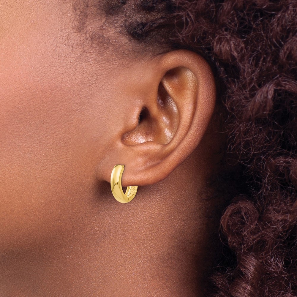 10k Yellow Gold Curved Hinged Hoop Earrings (10TM610)