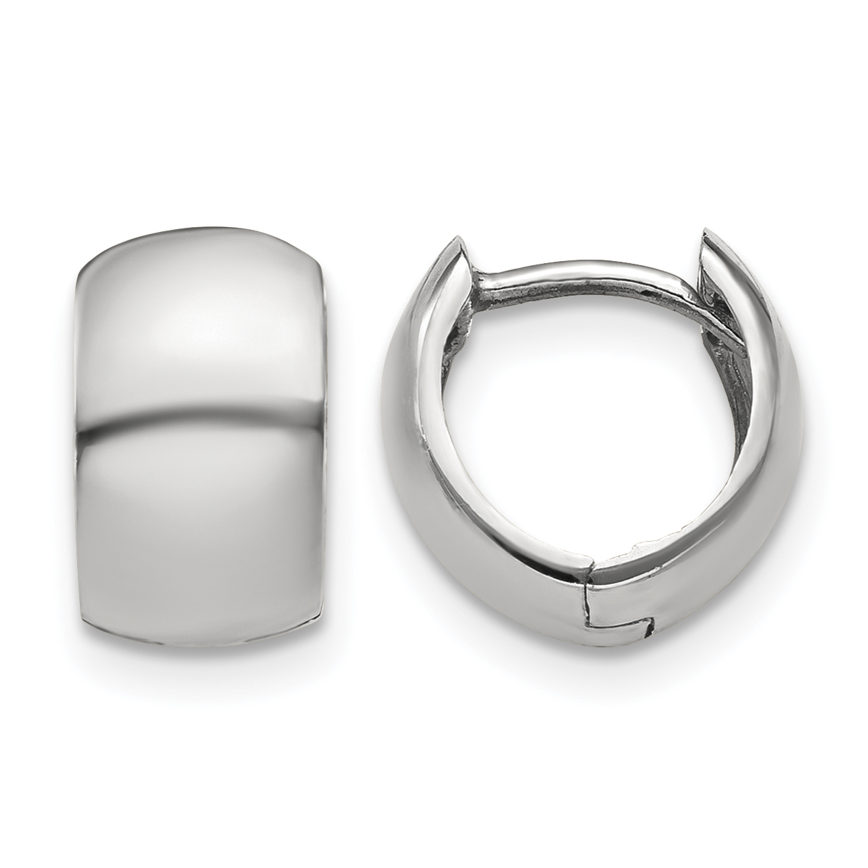 10k White Gold Round Hinged Hoop Earrings (10TM616)