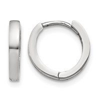 10K White Gold Hinged Hoop Earrings view 1