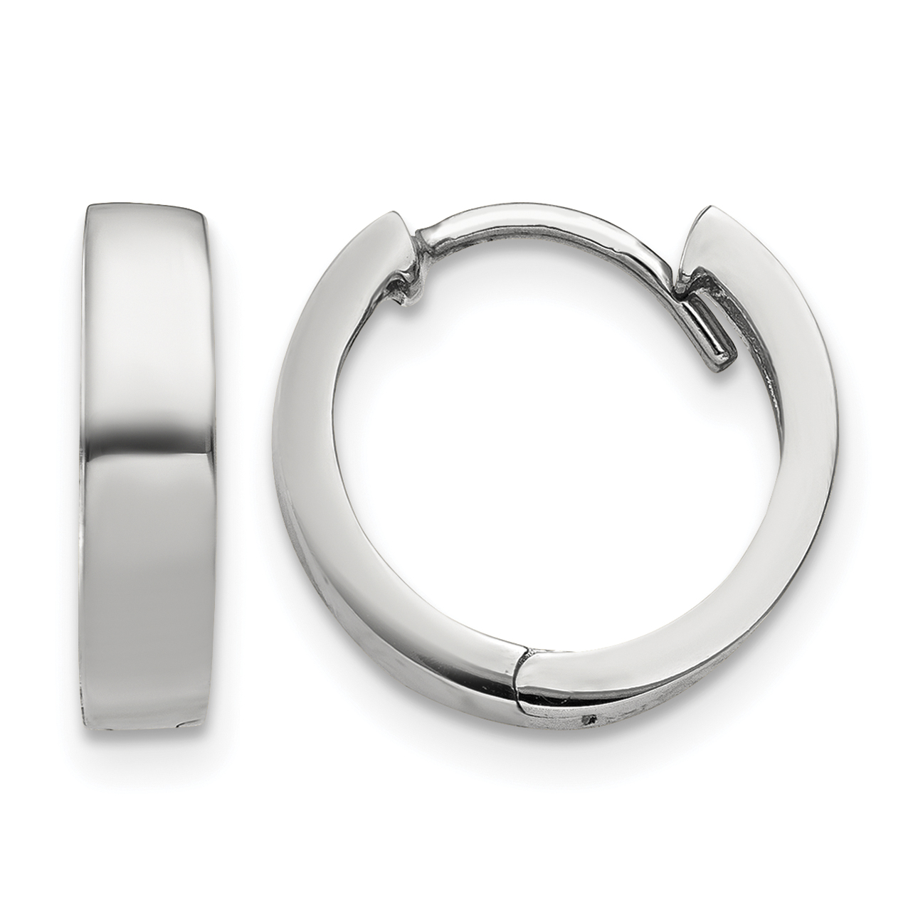 10k White Gold Round Hinged Hoop Earrings (10TM623)