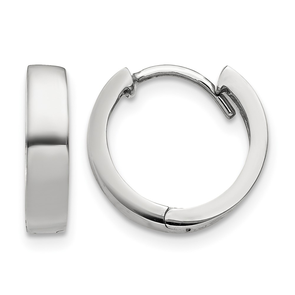 10k White Gold Round Hinged Hoop Earrings (10TM623)