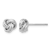 10K White Gold Love Knot Post Earrings view 1