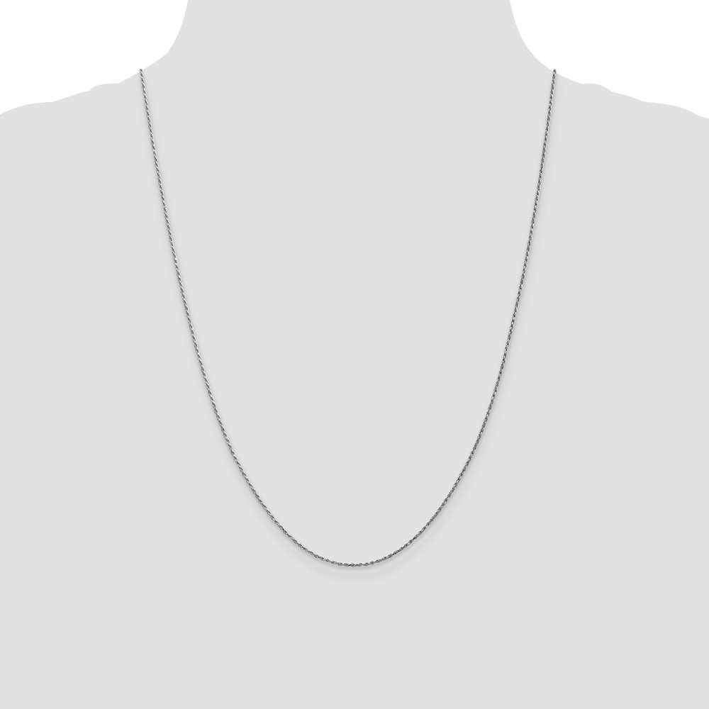 10k White Gold 1.15mm Diamond Cut Machine Made Rope Chain (10W010-24)
